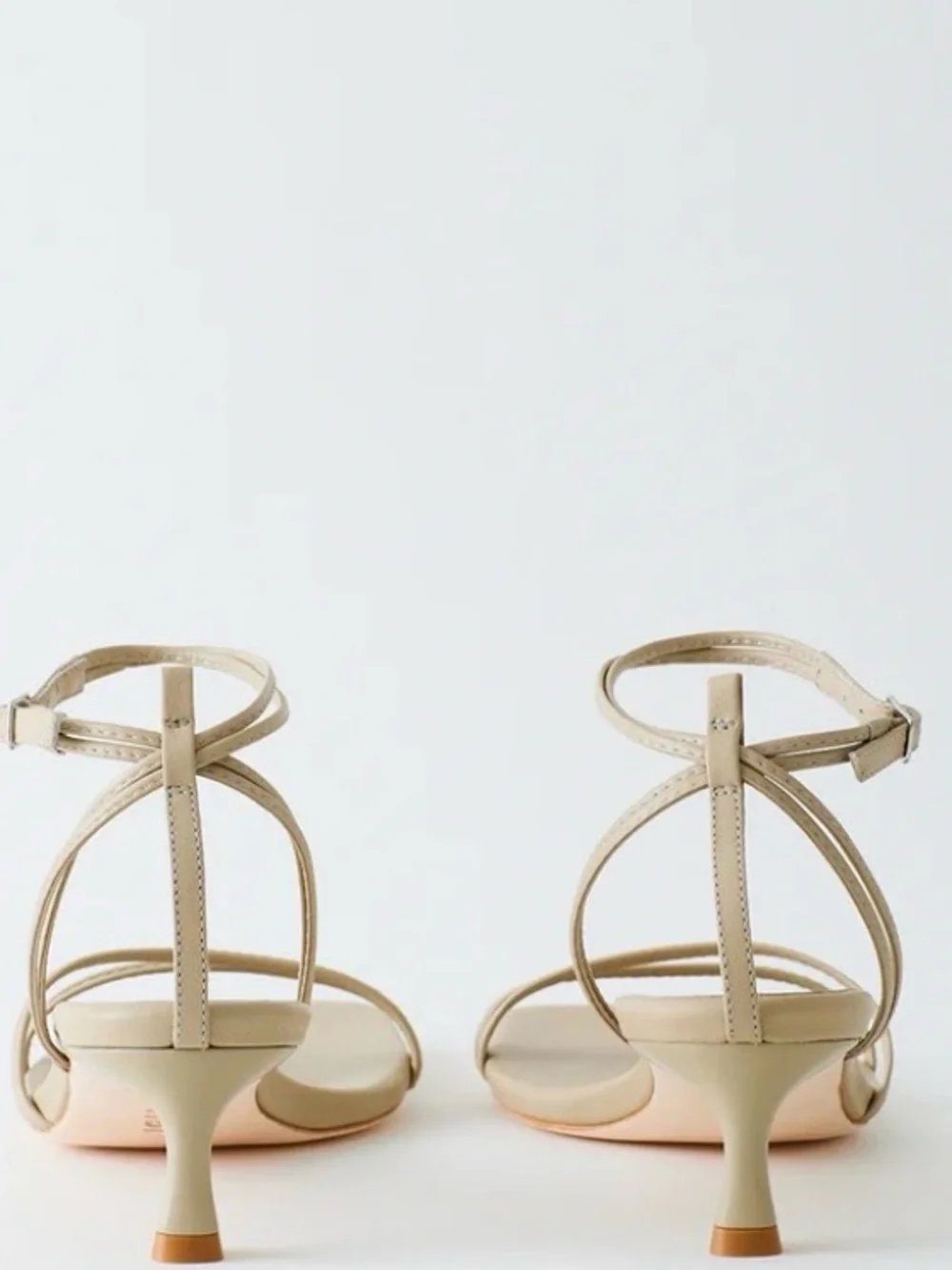 NWOT • TIBI Harper Leather Square Toe Strappy Kitten Heel Sandal Taupe 6.5